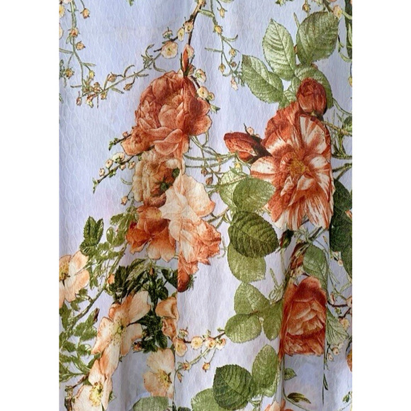 Chenault Blouse Top Light Blue Romantic Rose Floral Bell Sleeve Cottage Large - Picture 4 of 12